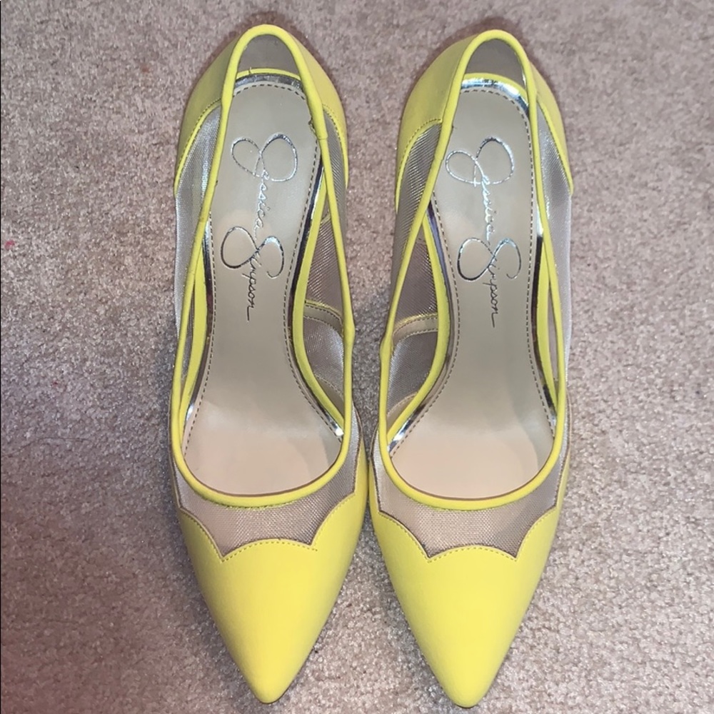 Jessica Simpson Yellow Mesh Heels